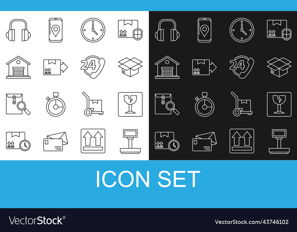 Set line scale fragile broken glass carton vector image Set line scale fragile broken glass carton