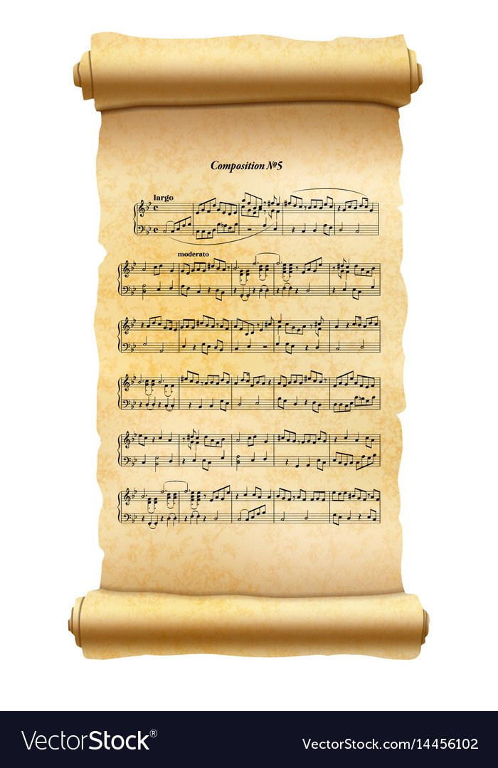 Vintage Musical Scroll with Sheet Music