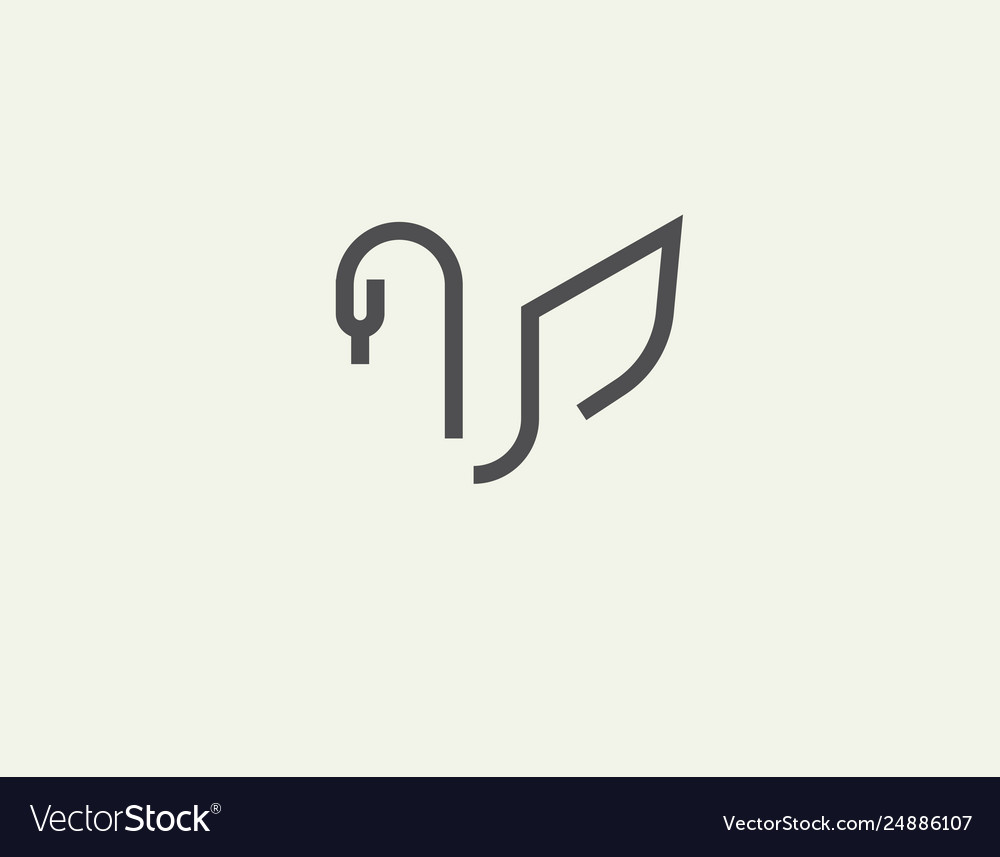 Abstract linear swan bird logo icon