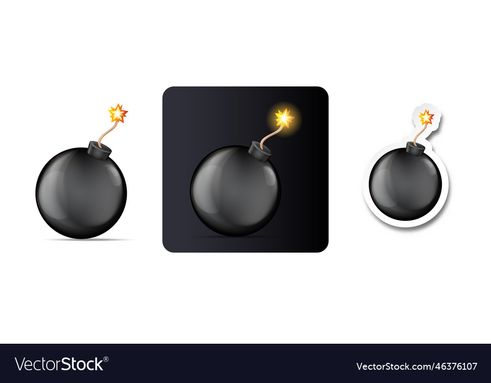 Cartoon 3d bomb icon set and collection vector image Cartoon 3d bomb icon set and collection
