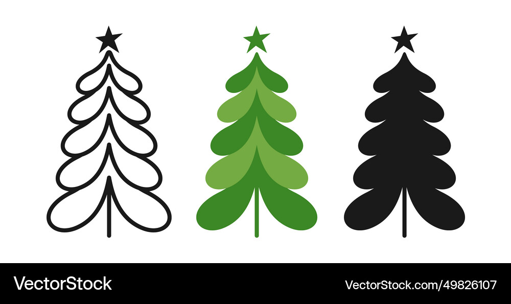 Christmas tree symbol cartoon doodle stamp Vector Image