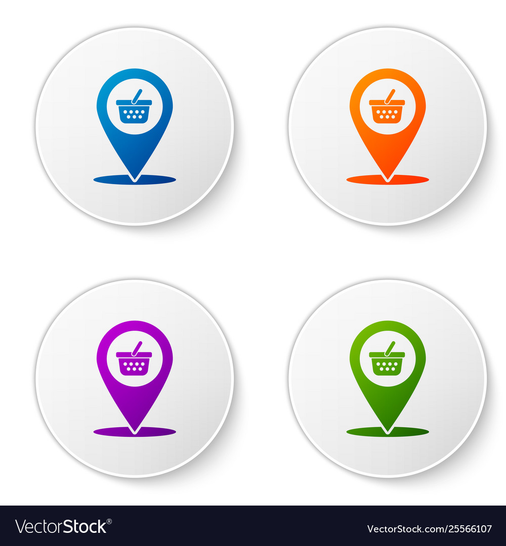 Color map pointer with shopping basket icon Vector Image Color map pointer with shopping basket icon