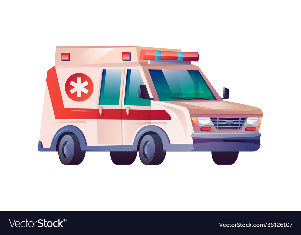 Emergency ambulance van first aid medical car icon