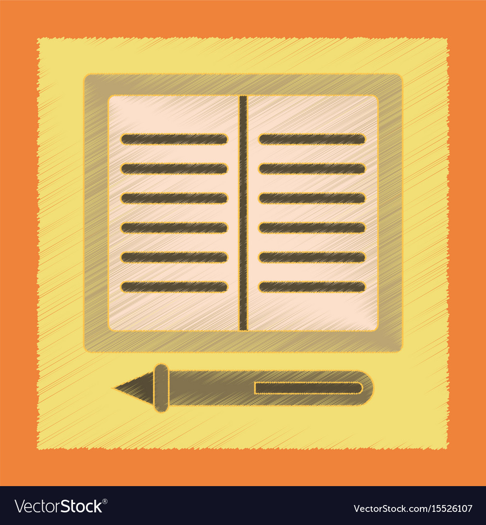 Flat shading style icon notebook and pen