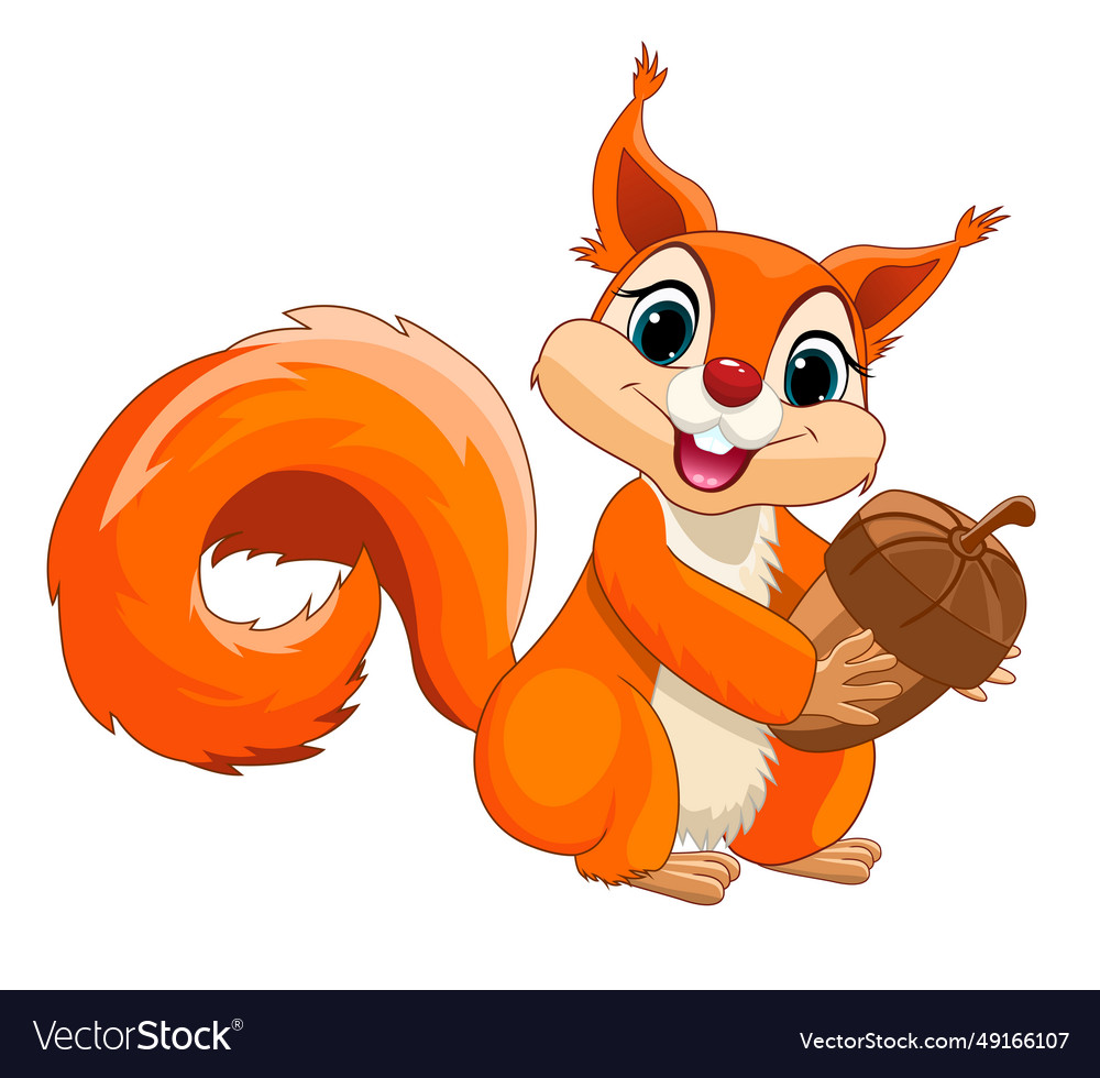 Happy Squirrel With Nut Royalty Free Vector Image