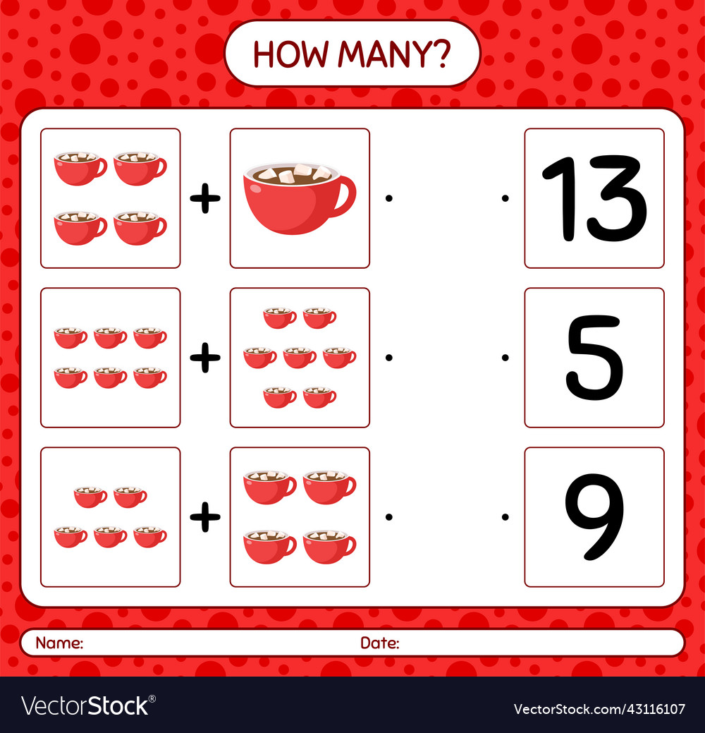 How many counting game with marshmallow on hot vector image How many counting game with marshmallow on hot