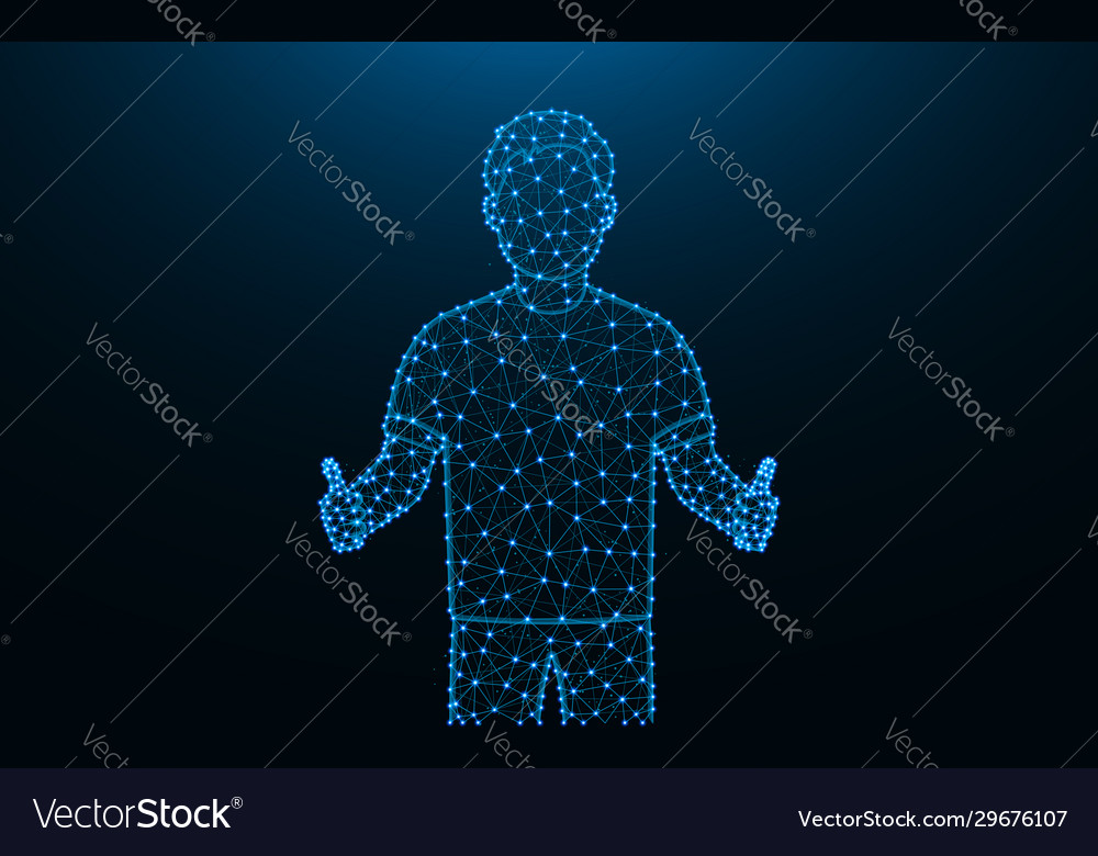 Man showing thumbs up made from points and lines vector image Man showing thumbs up made from points and lines