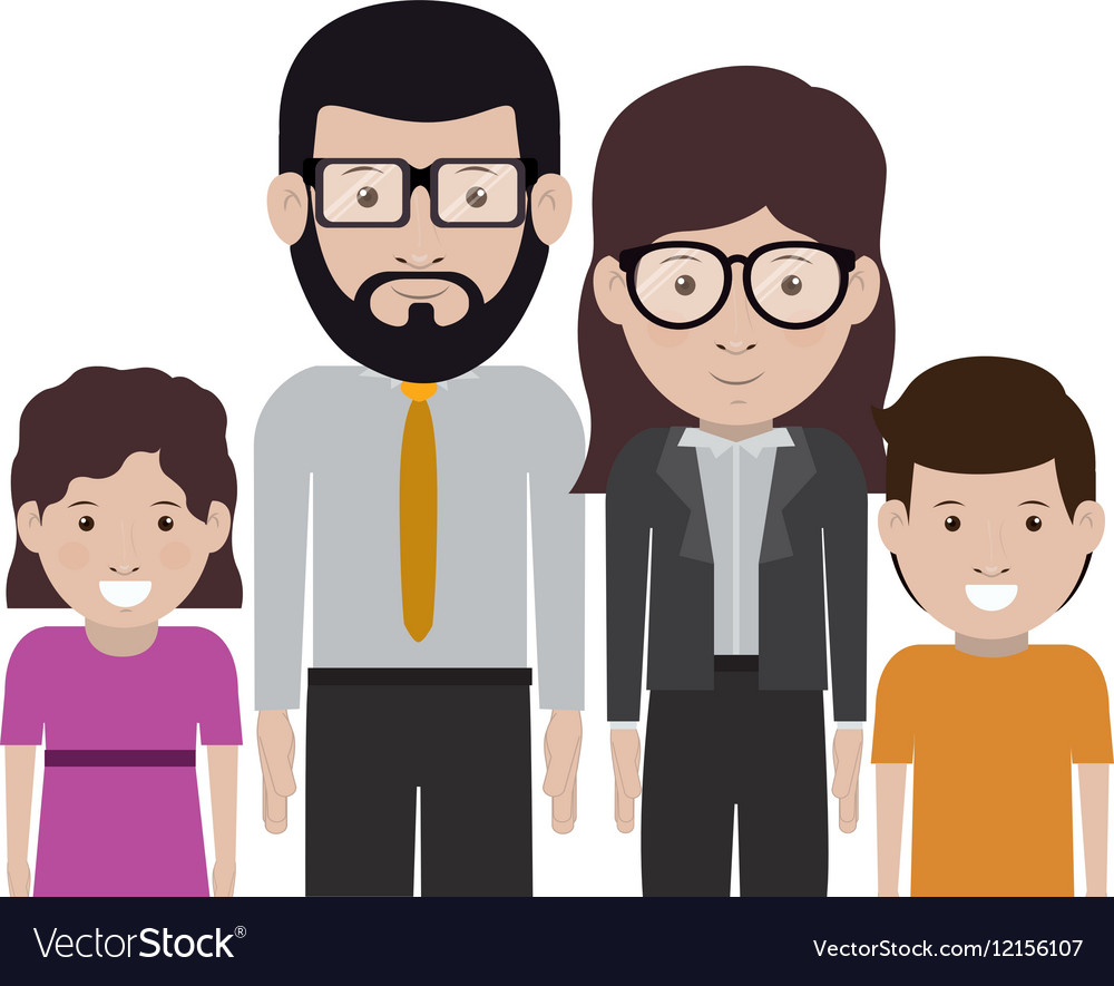 Mother and father with kids design