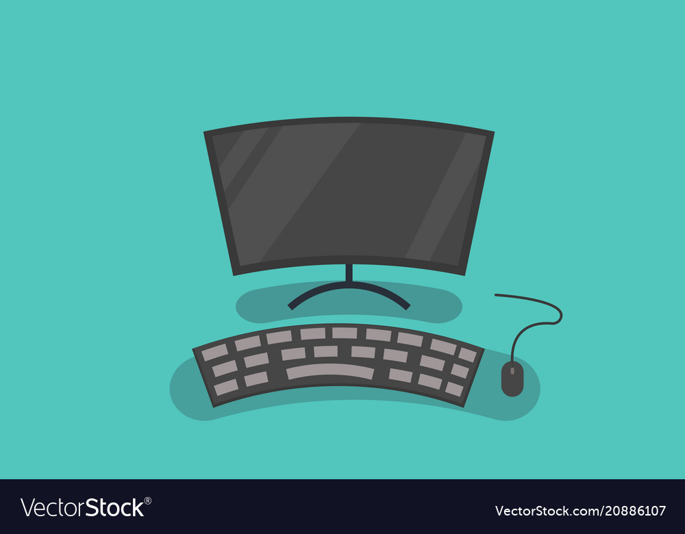 New computer with keyboard and mouse vector image New computer with keyboard and mouse