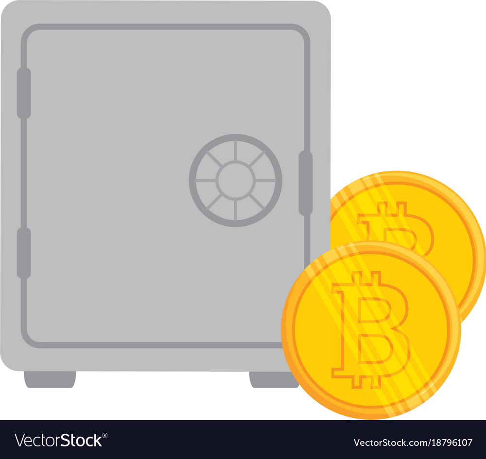 Safe box with bitcoin isolated icon