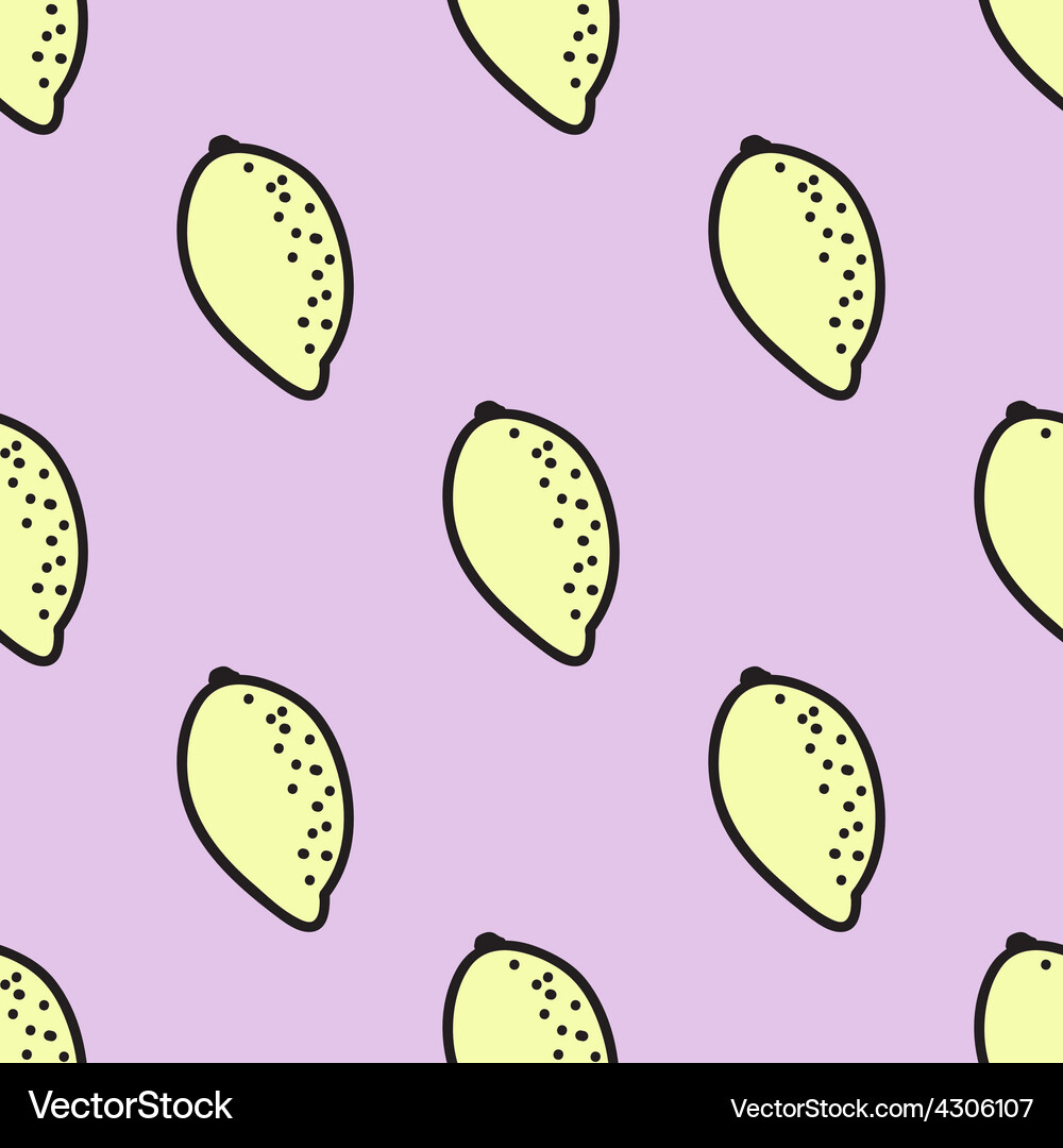 Seamless hand-drawn pattern with lemon Royalty Free Vector