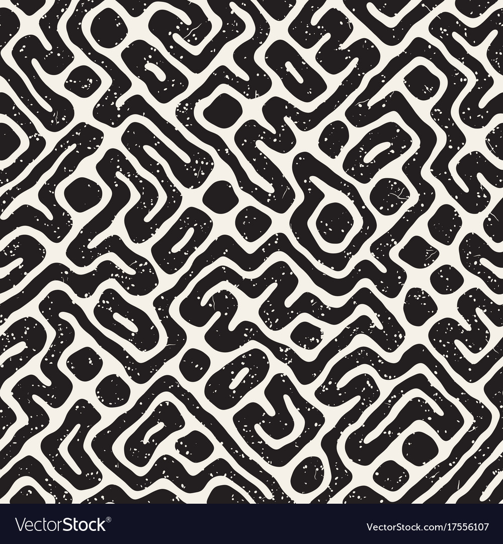Seamless pattern with maze lines monochrome