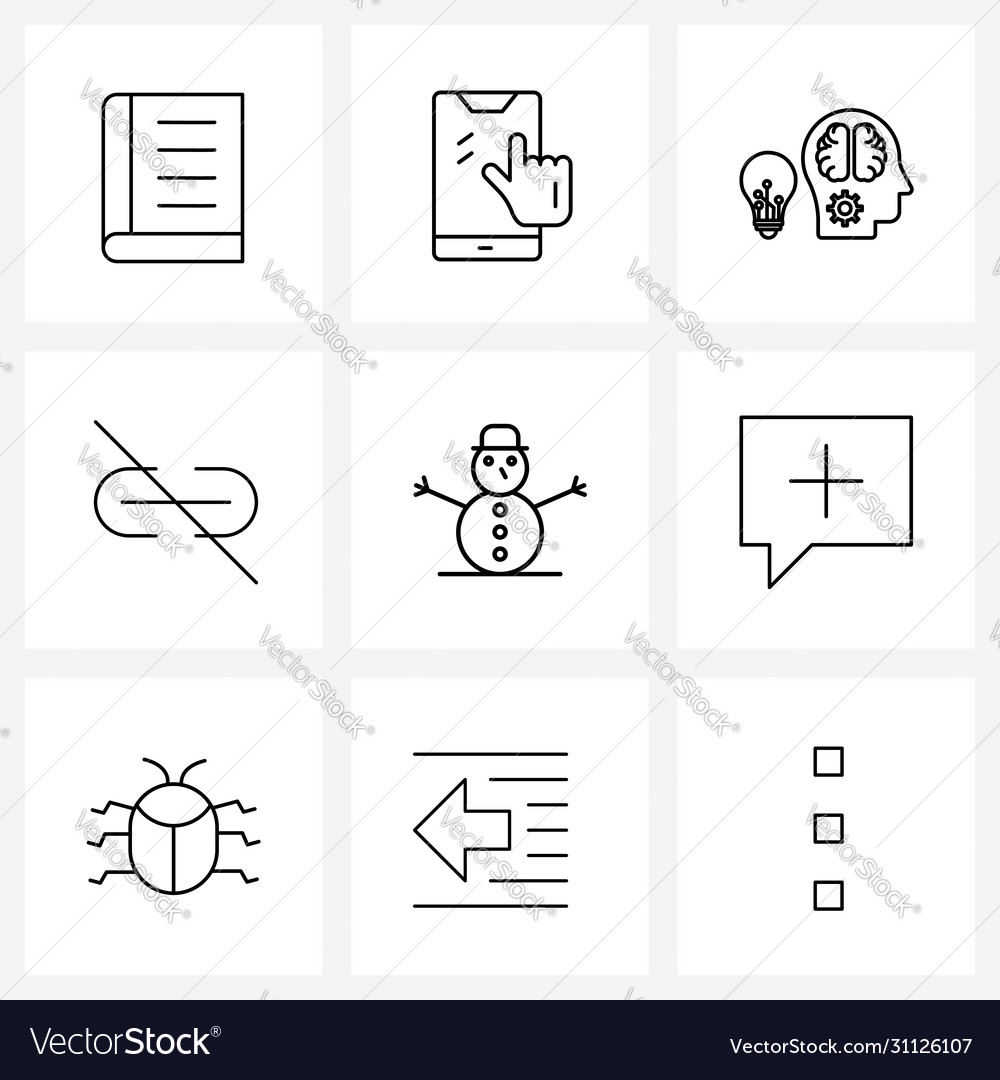 Set 9 simple line icons snow link target
