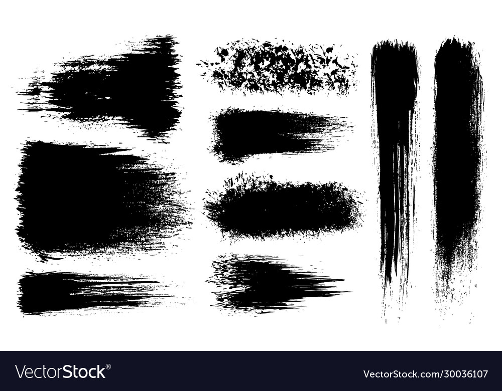 Set grunge artistic brush strokes vector image Set grunge artistic brush strokes