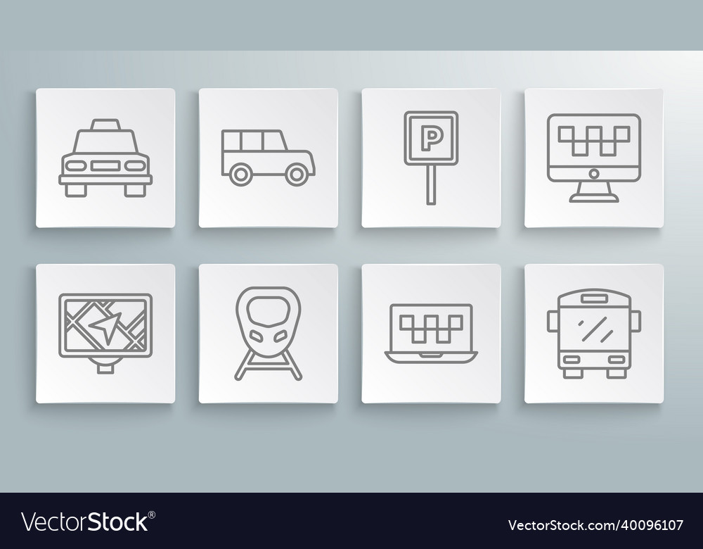 Set line gps device with map car high-speed vector image Set line gps device with map car high-speed