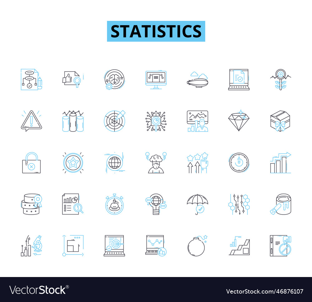 Statistics linear icons set probability sampling Vector Image Statistics linear icons set probability sampling