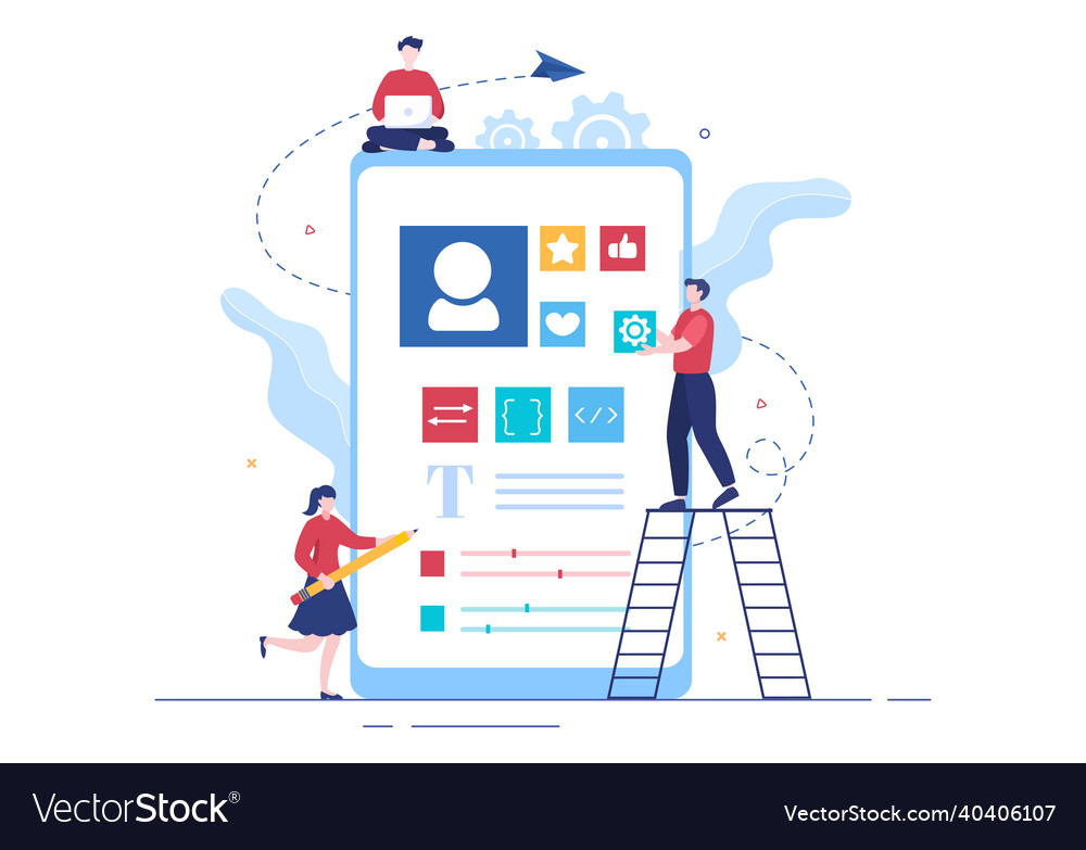 Ui ux Programmierer flaches Design für Unternehmen vector image Ui ux Programmierer flaches Design für Unternehmen