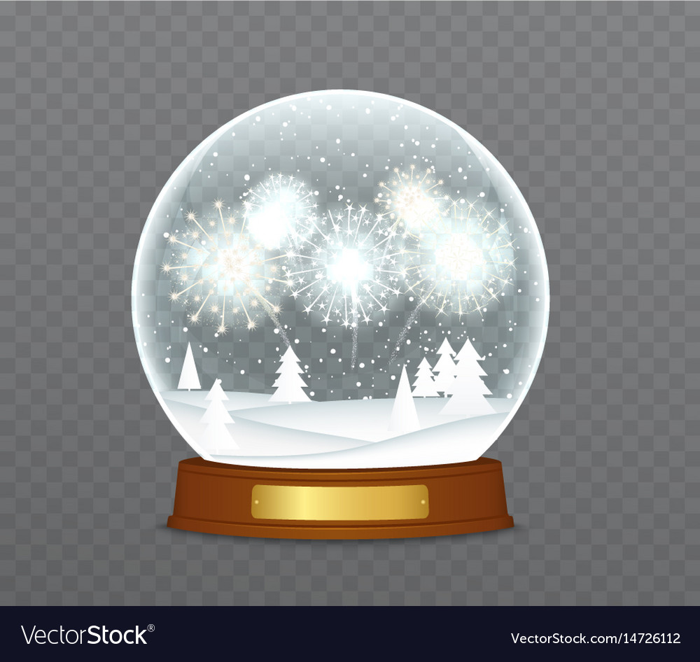 Christmas snow globe with fireworks snowbound Vector Image