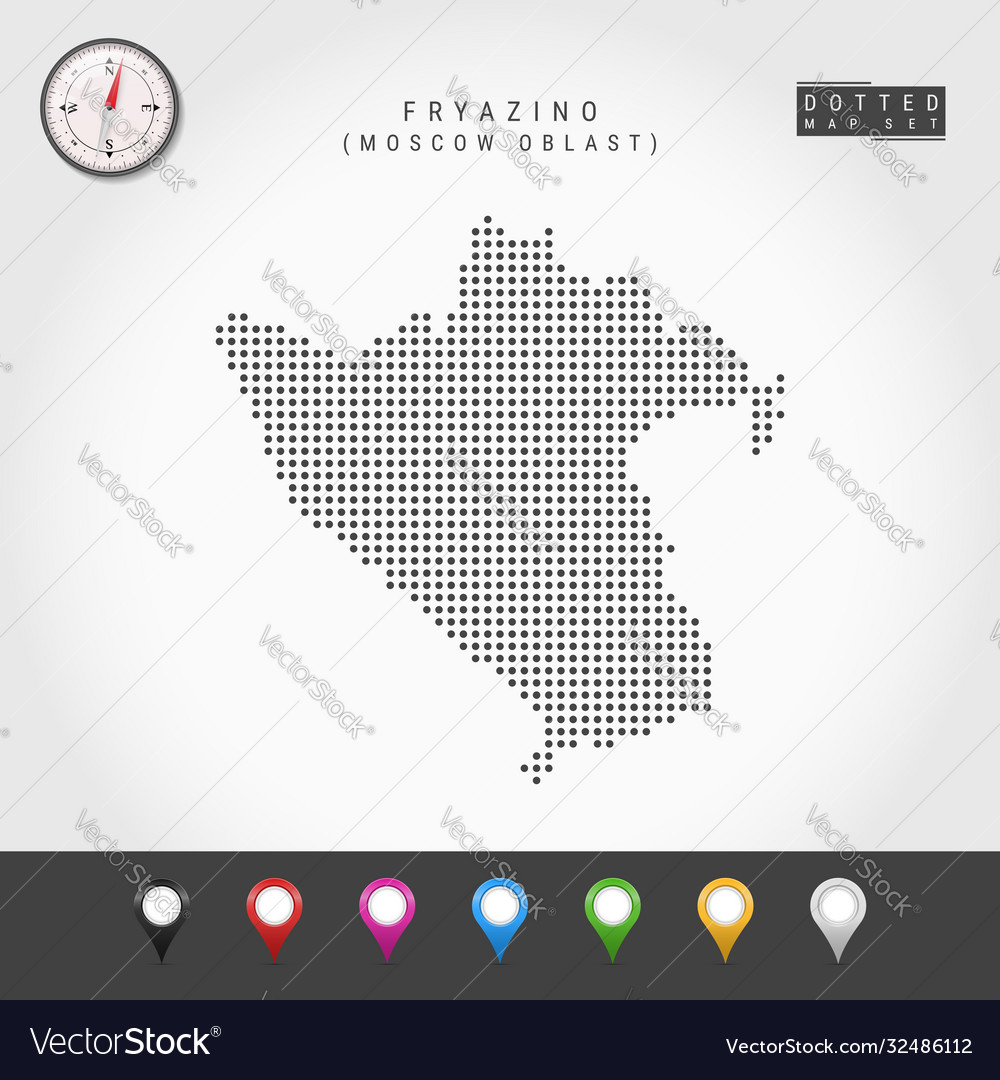 Dots Map Fryazino Moscow Oblast Compass Royalty Free Vector