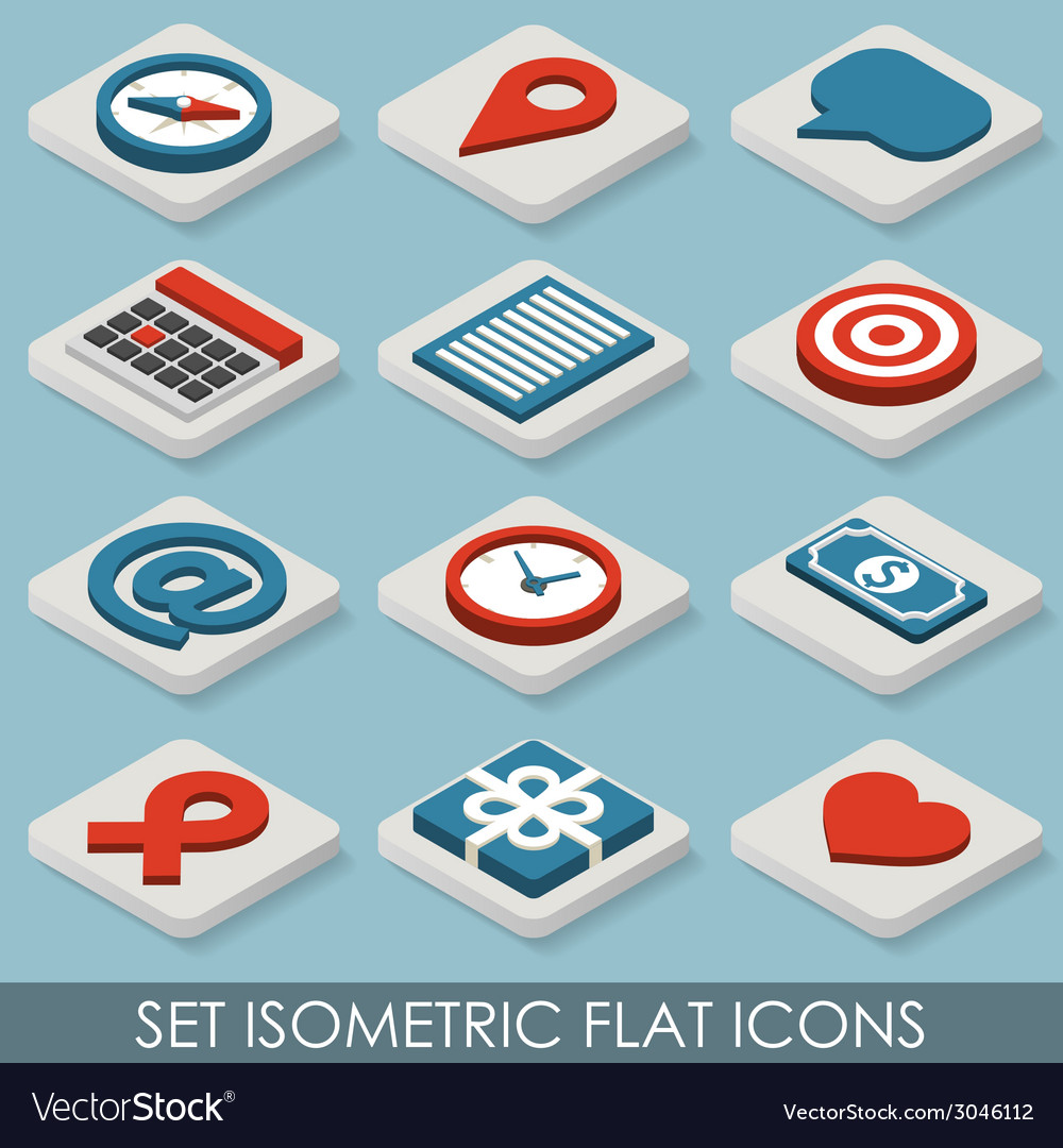 Isometrische Icons mit flachem Set