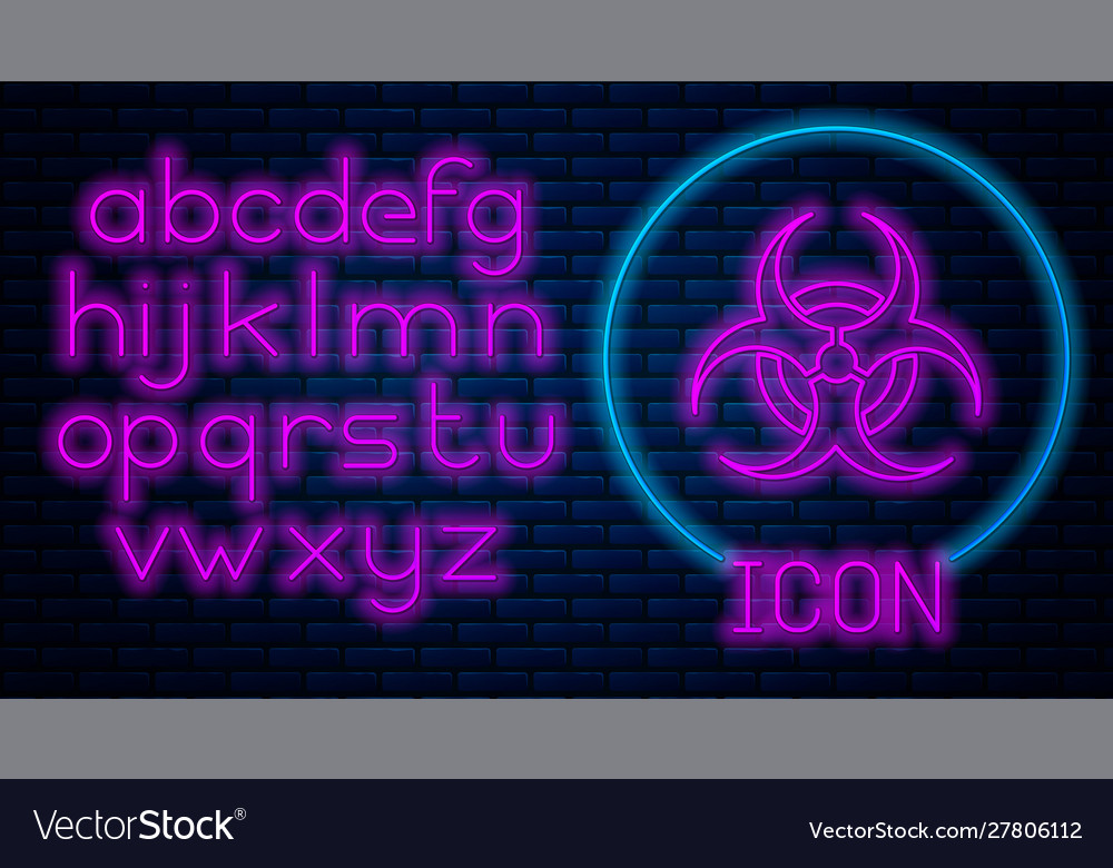 Glowing neon biohazard symbol icon isolated vector image Glowing neon biohazard symbol icon isolated
