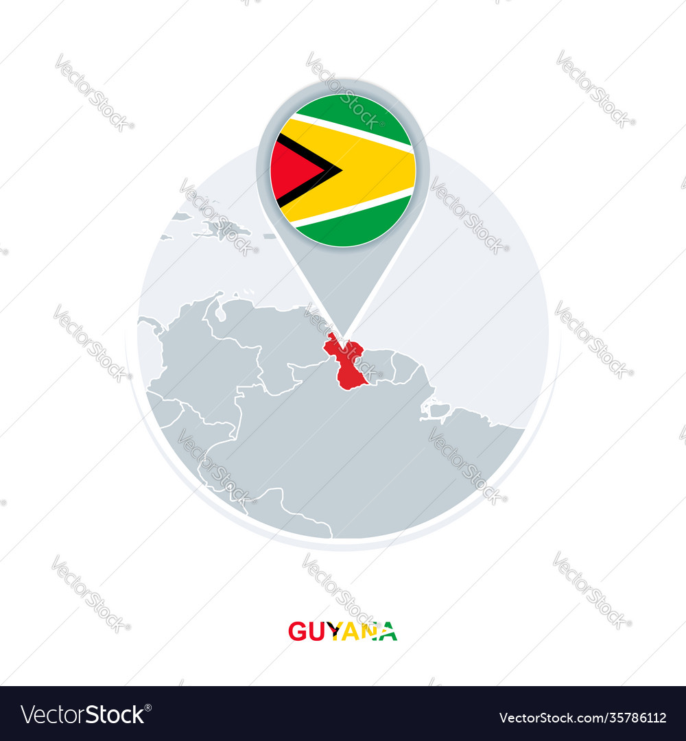 Guyana map and flag icon with highlighted