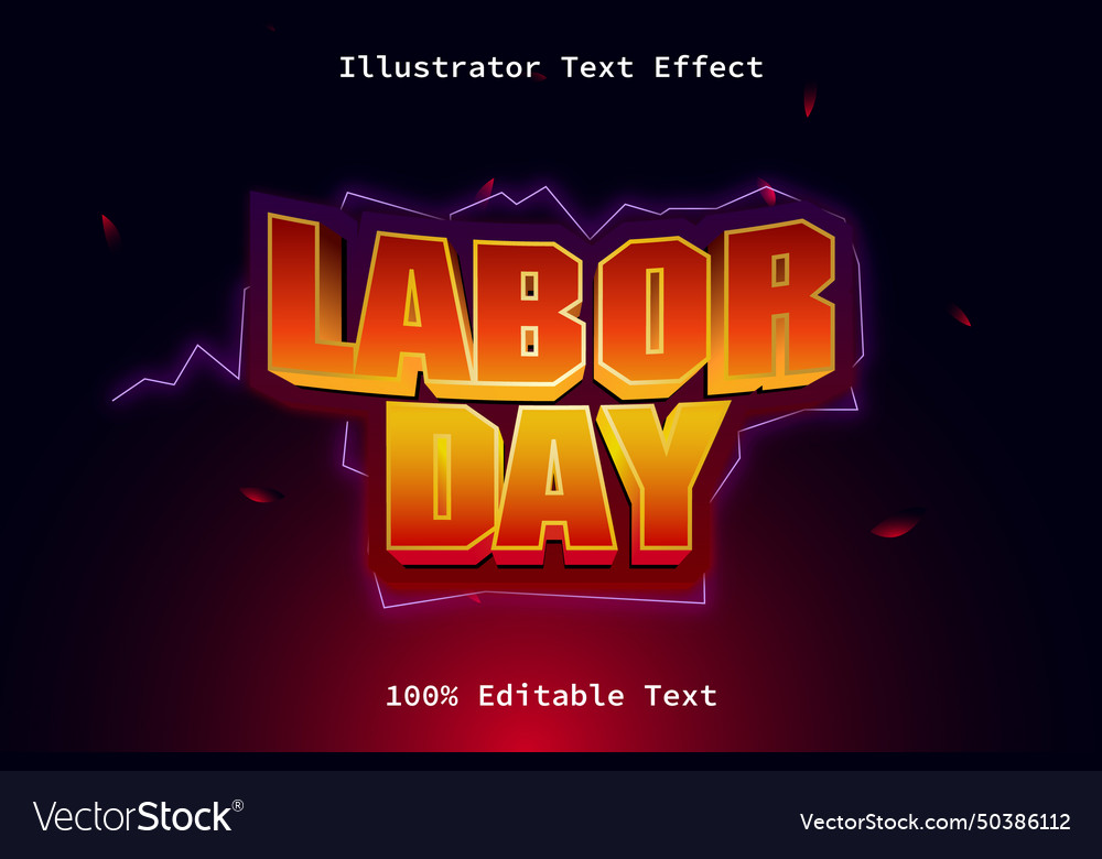 Labor day with modern game style editable text Vector Image Labor day with modern game style editable text