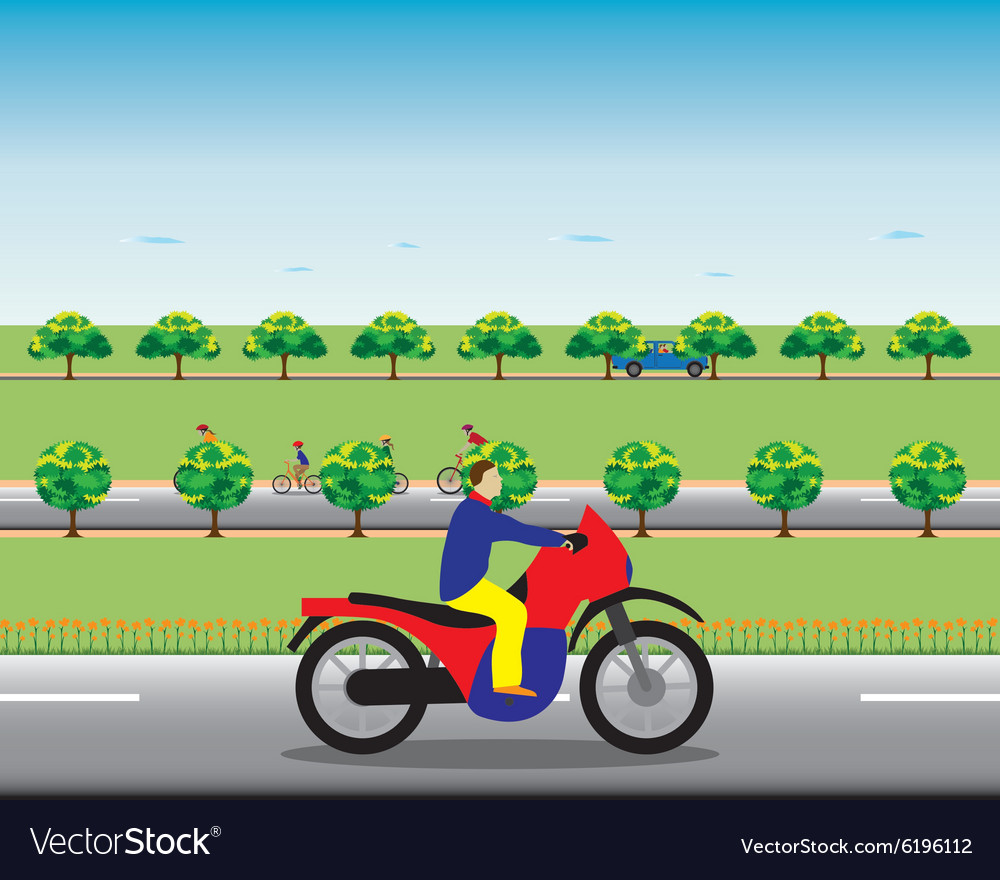 Man on a motorbike Royalty Free Vector Image - VectorStock