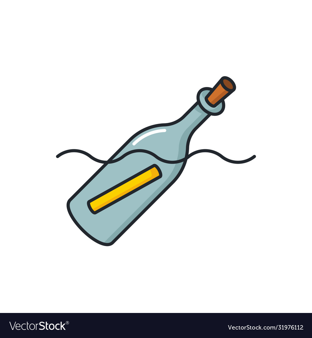 Message in bottle icon symbol isolated vector image Message in bottle icon symbol isolated