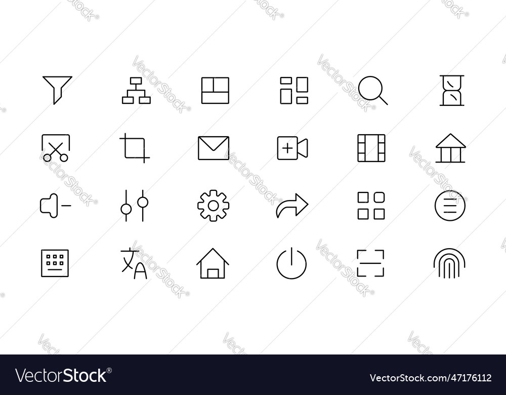 Pixel perfect basic user interface essential set vector image Pixel perfect basic user interface essential set