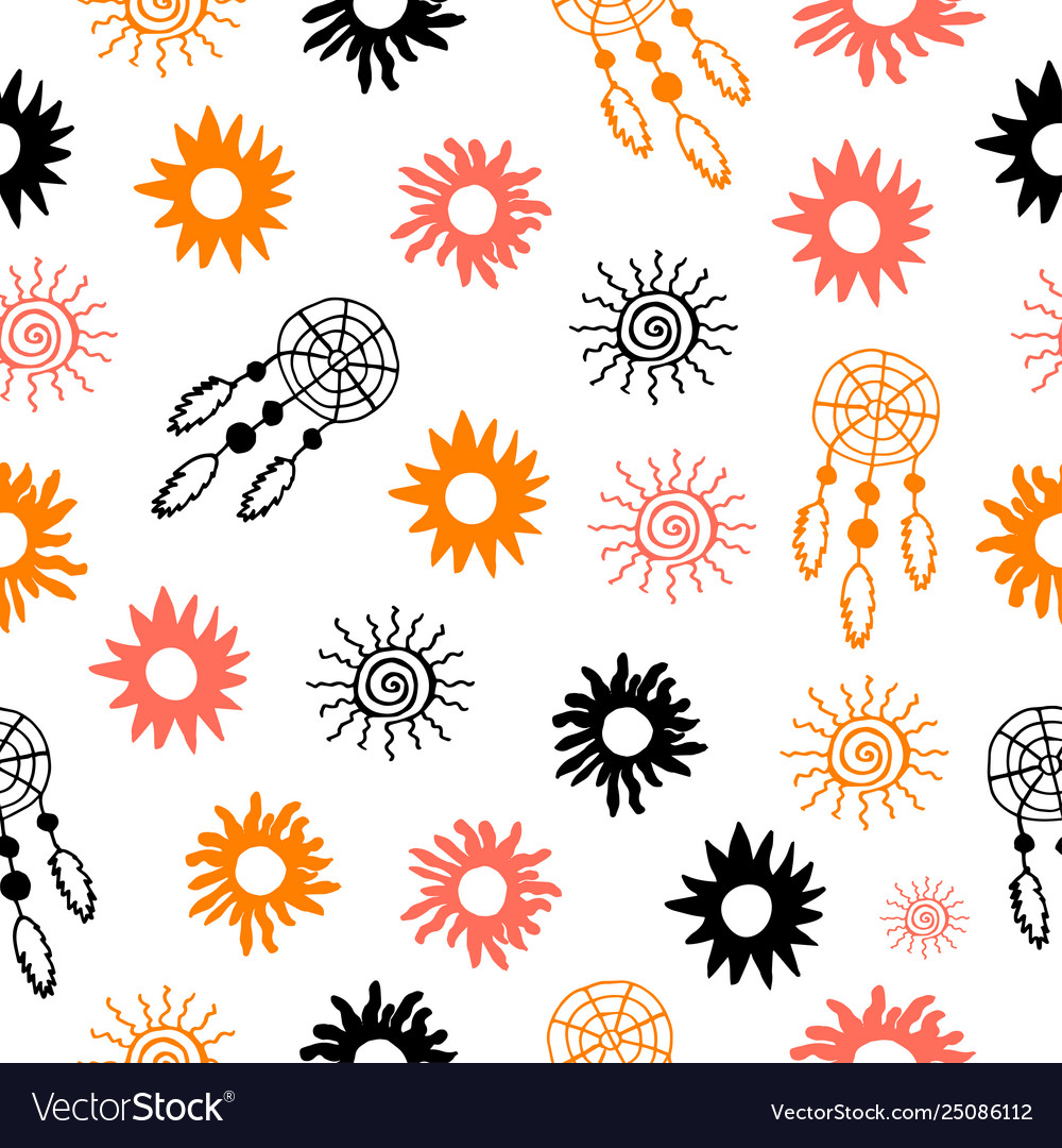 Seamless background funny decorative sun
