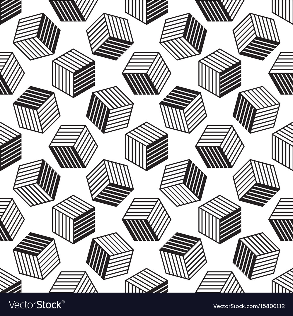 Seamless pattern with line style isometric cubes