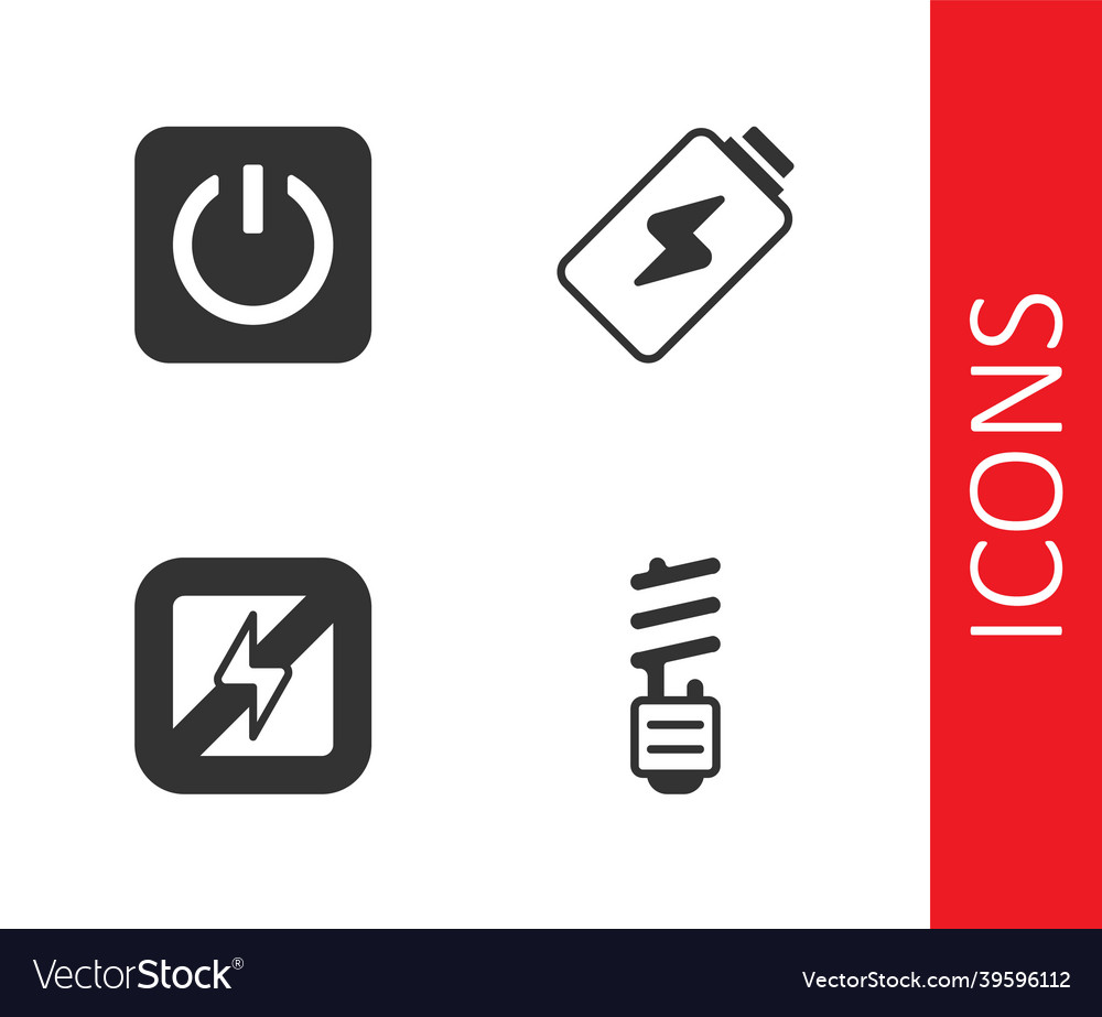 Set led light bulb power button no lightning vector image Set led light bulb power button no lightning