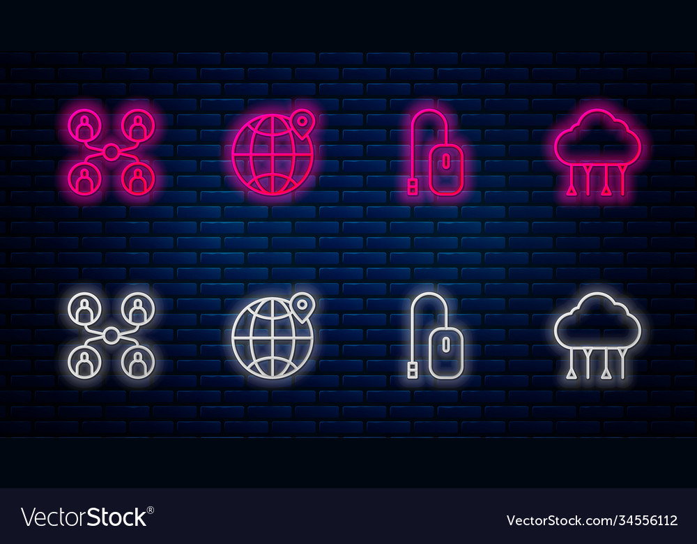 Set line location on globe computer mouse vector image Set line location on globe computer mouse