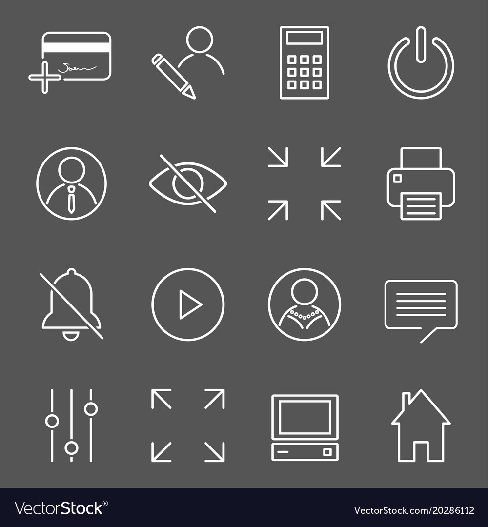 Set of 16 linear quality icons related