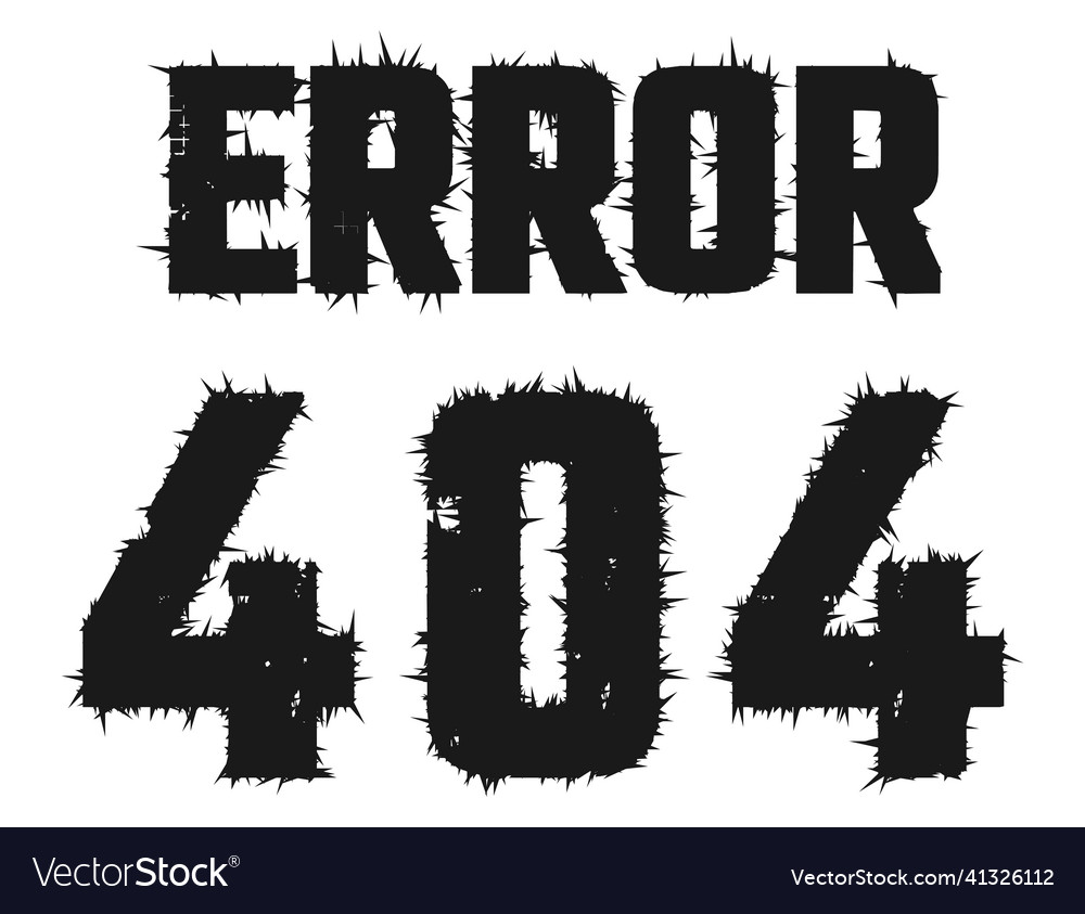 Spiky inscription 404 error with sharp pointed vector image Spiky inscription 404 error with sharp pointed