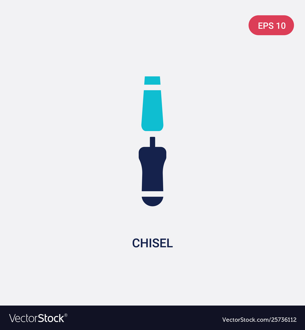 Two color chisel icon from construction concept