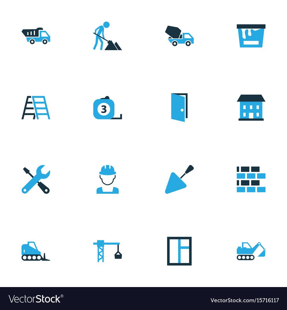 Architecture colorful icons set collection