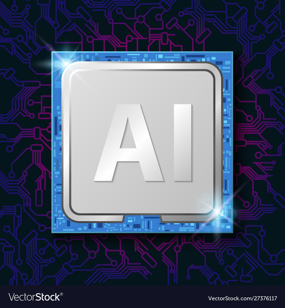 Artificial intelligence ai on cpu chip vector image Artificial intelligence ai on cpu chip