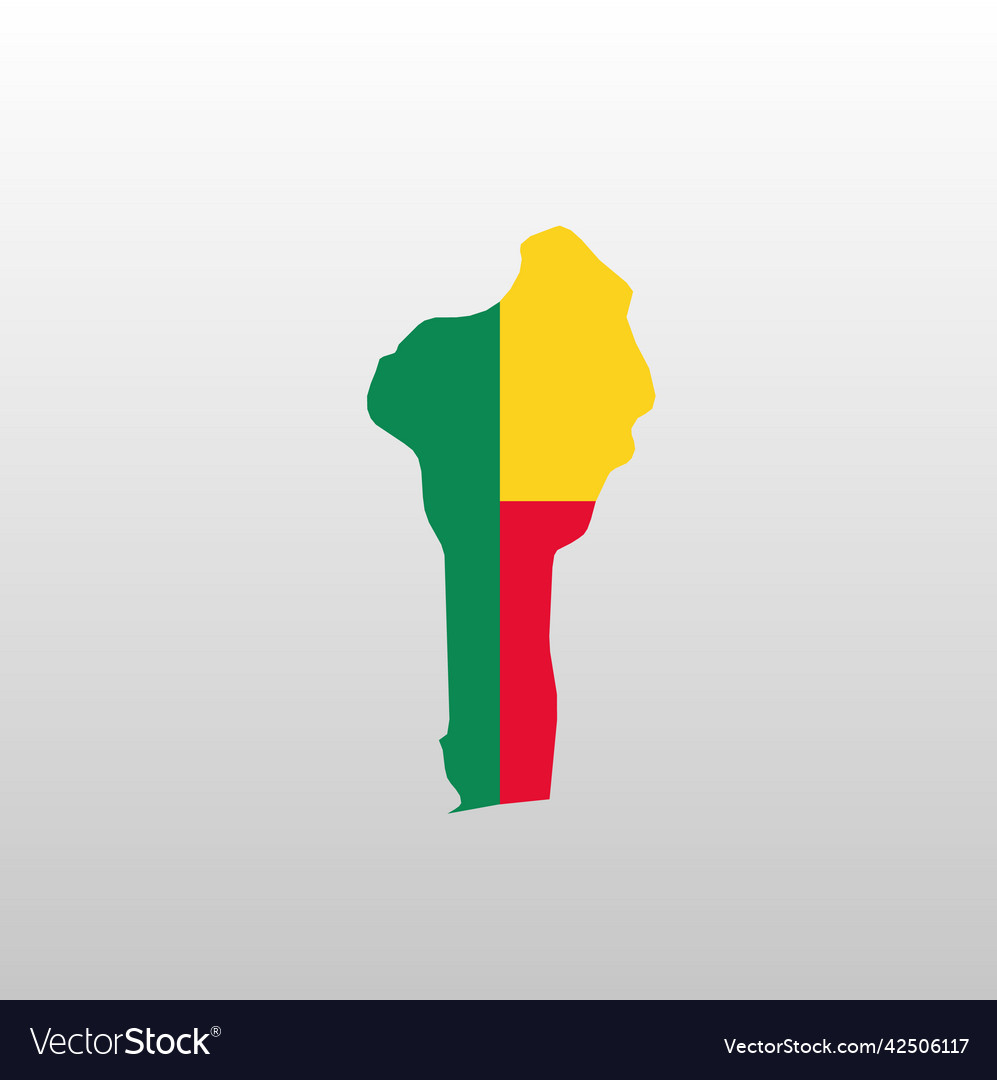 Benin national flag in country map silhouette