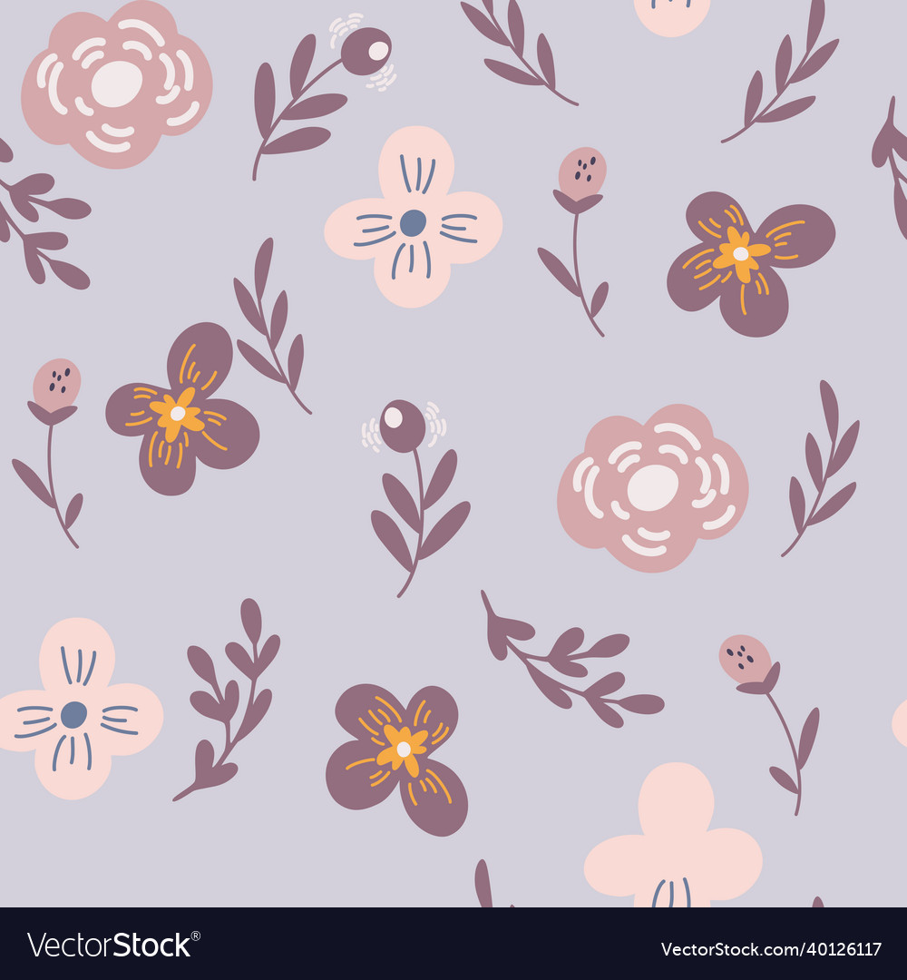 Boho floral seamless pattern flower elements Vector Image