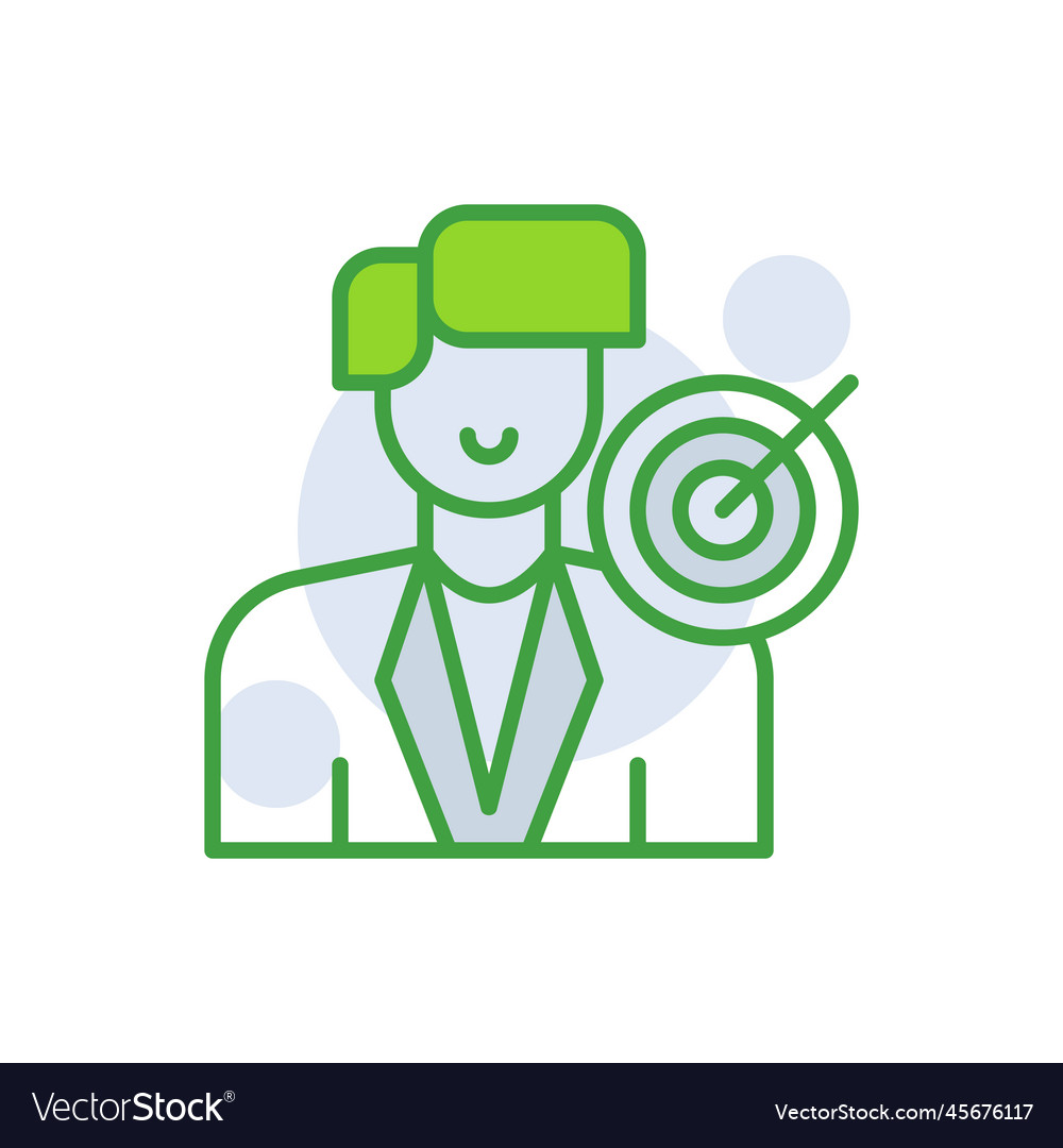 Business goal icon with green duotone Royalty Free Vector