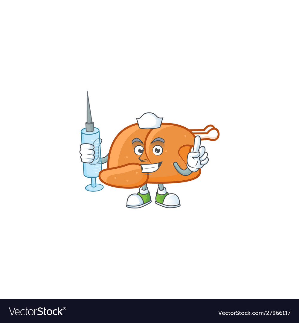 Cartoon roast turkey in character shape nurse