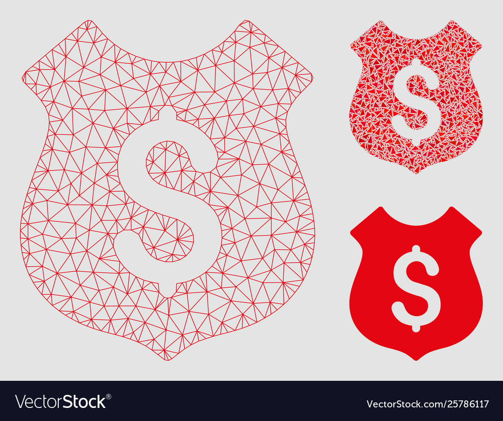 Dollar shield mesh 2d model and triangle vector image Dollar shield mesh 2d model and triangle