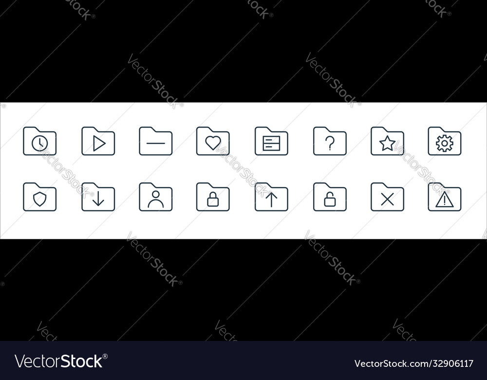 Folder line icons linear set quality vector image Folder line icons linear set quality