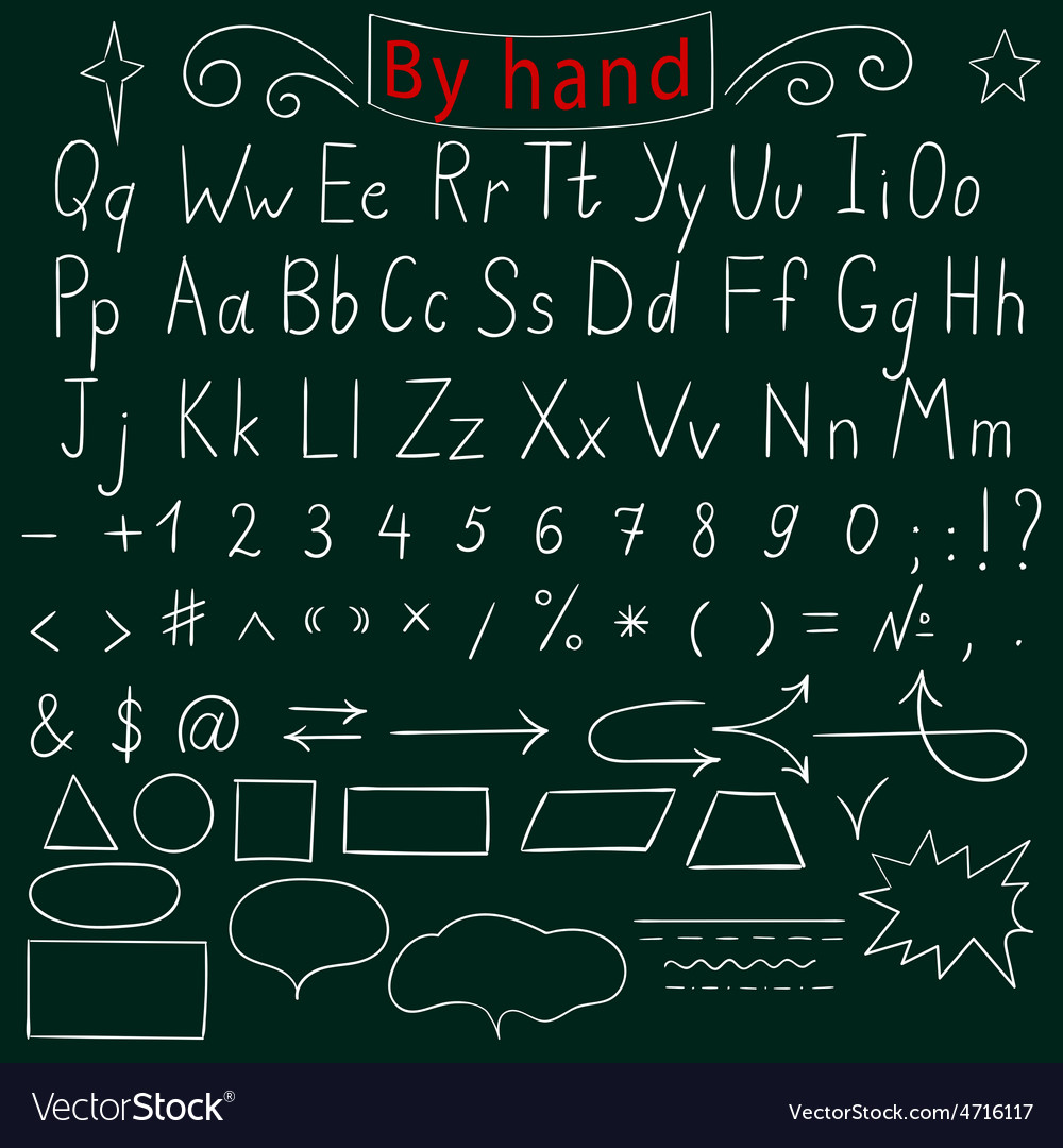 Handwritten letters number characters shapes