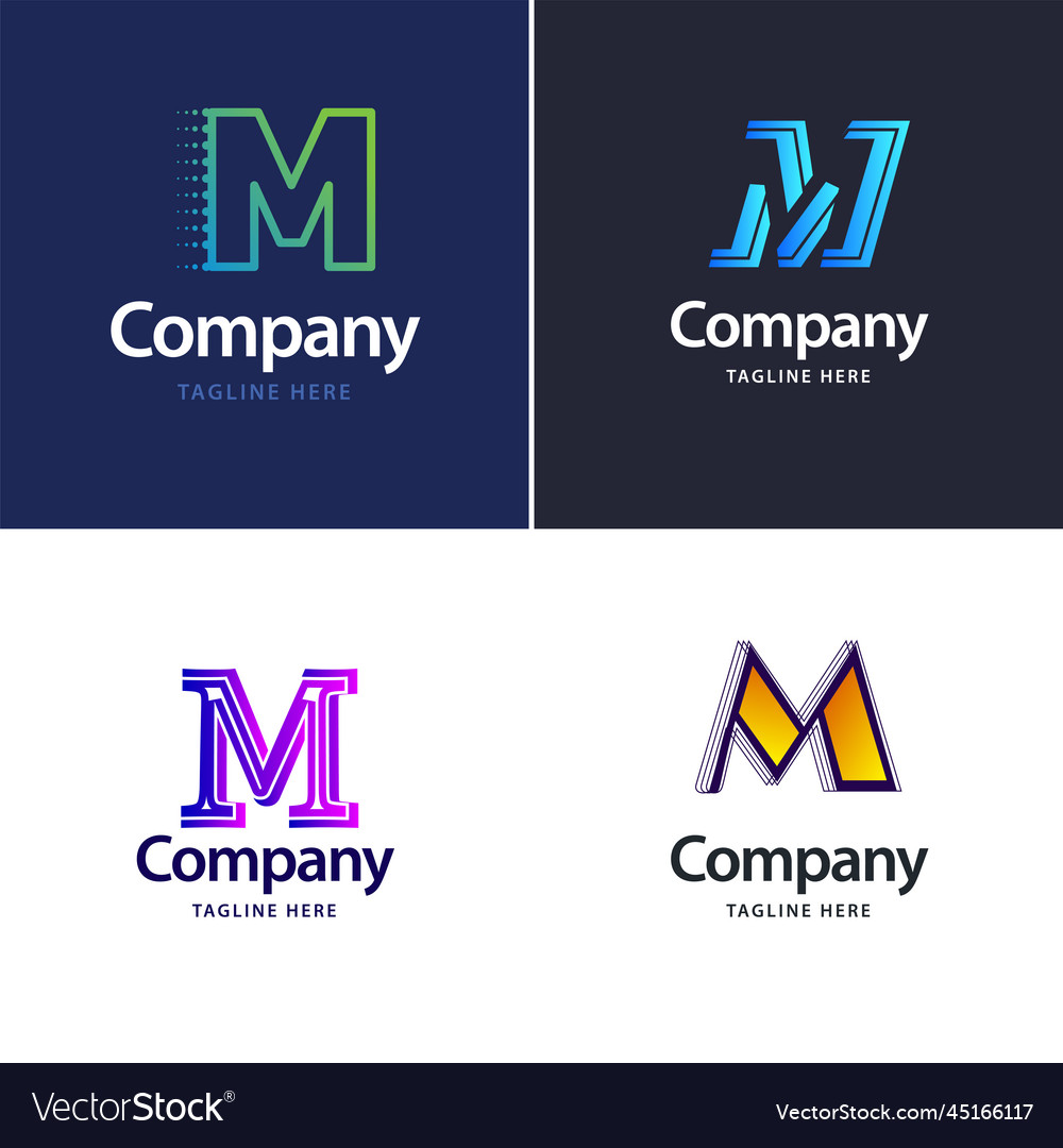 Letter m big logo pack design creative modern Vector Image