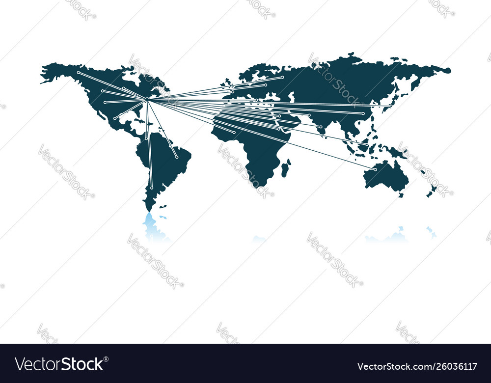 Map with directions to all part of the world Vector Image