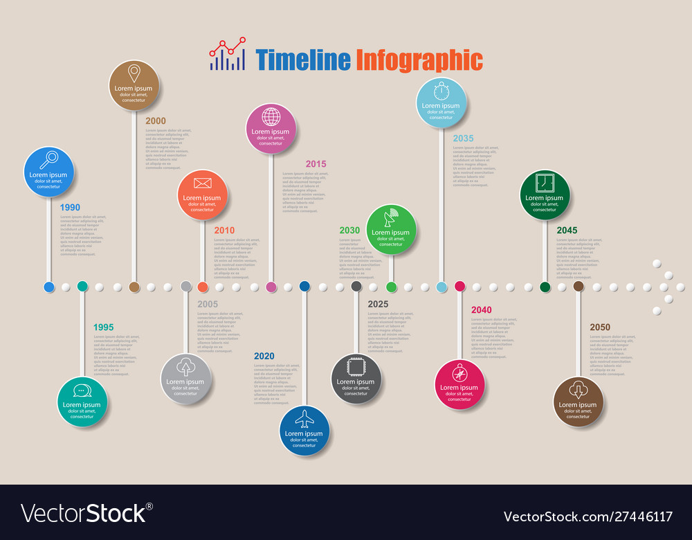 Modern timeline infographic with 13 steps circle Vector Image