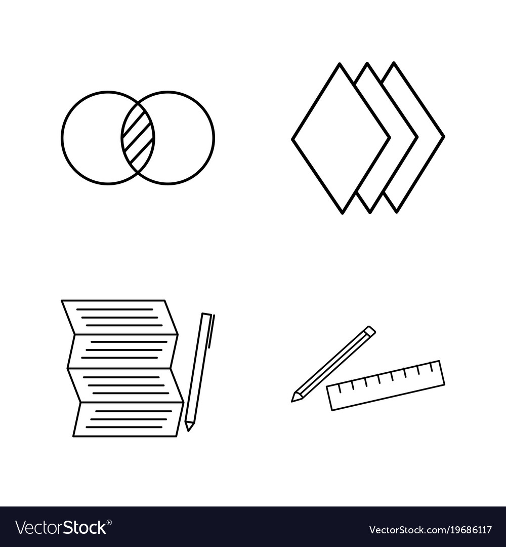 Office simple linear outline icon set